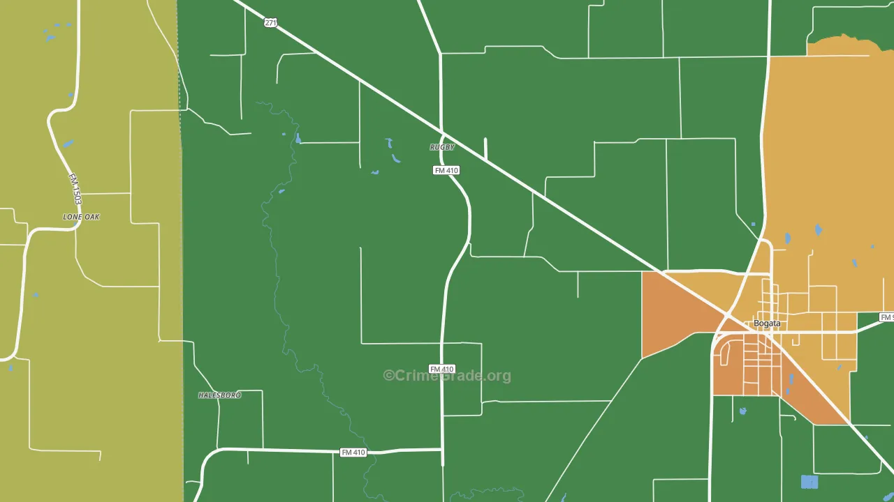 Rugby, TX Map of Assault Rates