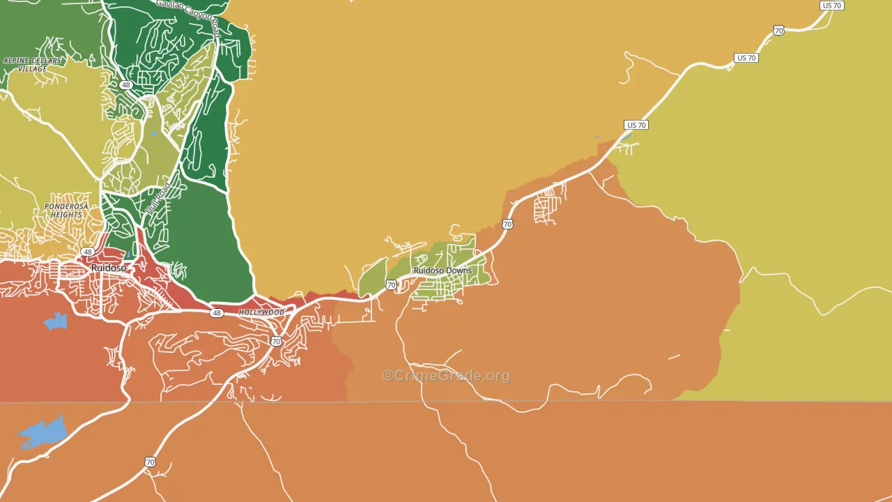 Ruidoso Downs, NM Map of Assault Rates