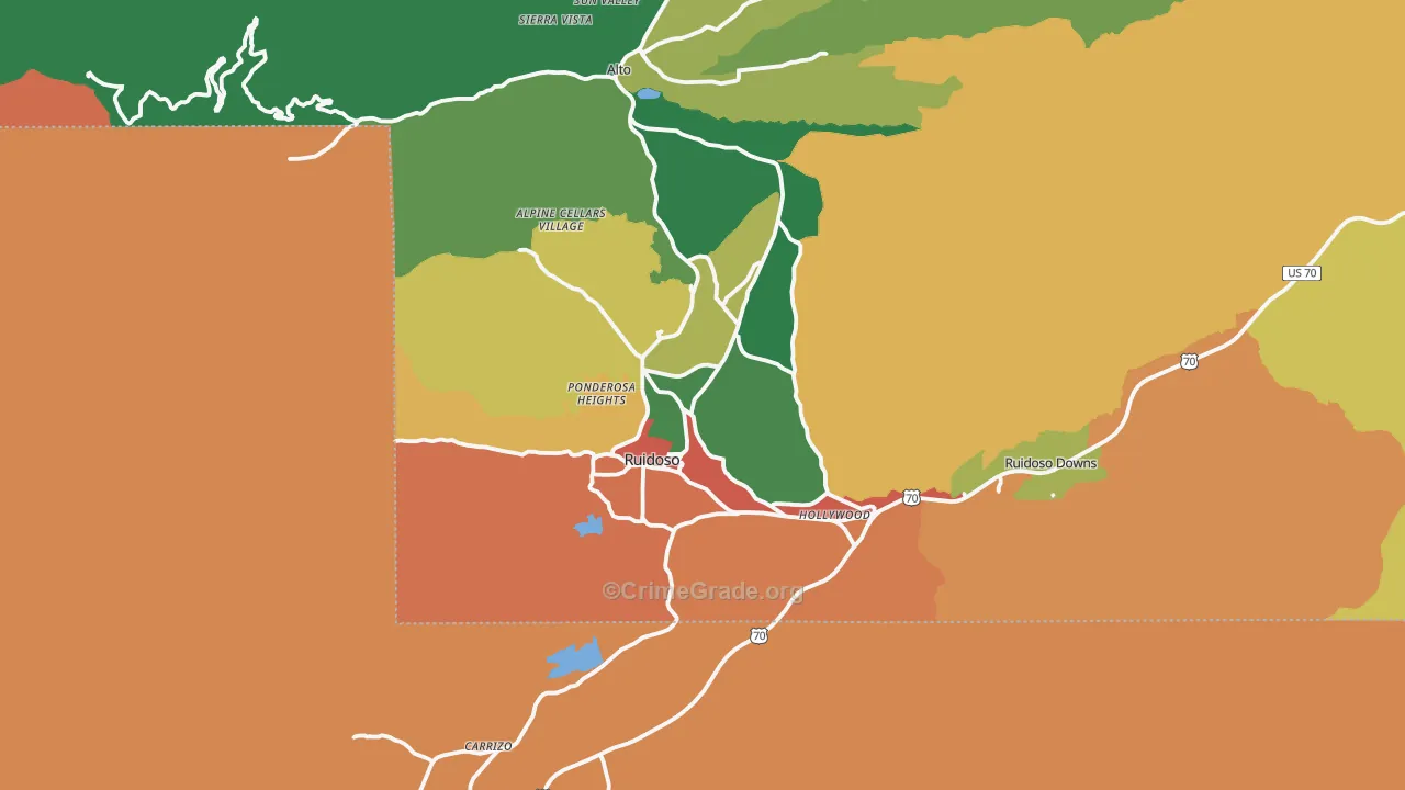 Ruidoso, NM Map of Assault Rates
