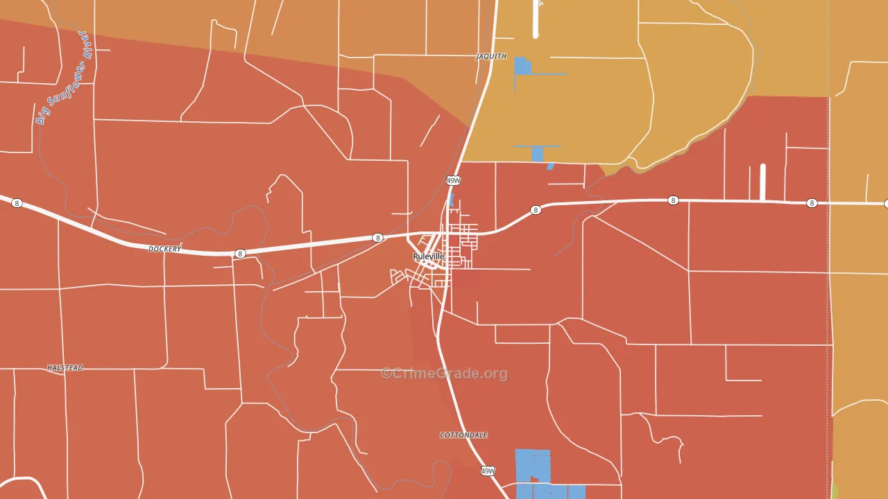 Ruleville, MS Map of Assault Rates