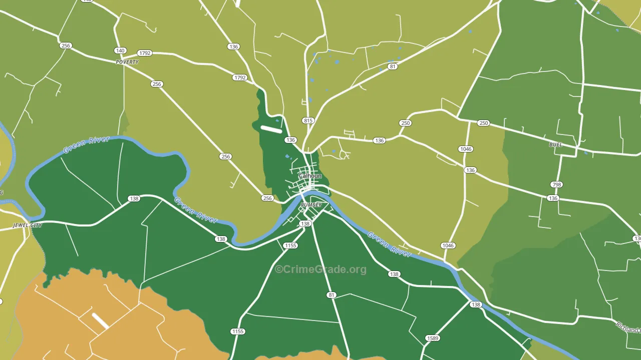 Rumsey, KY Map of Assault Rates