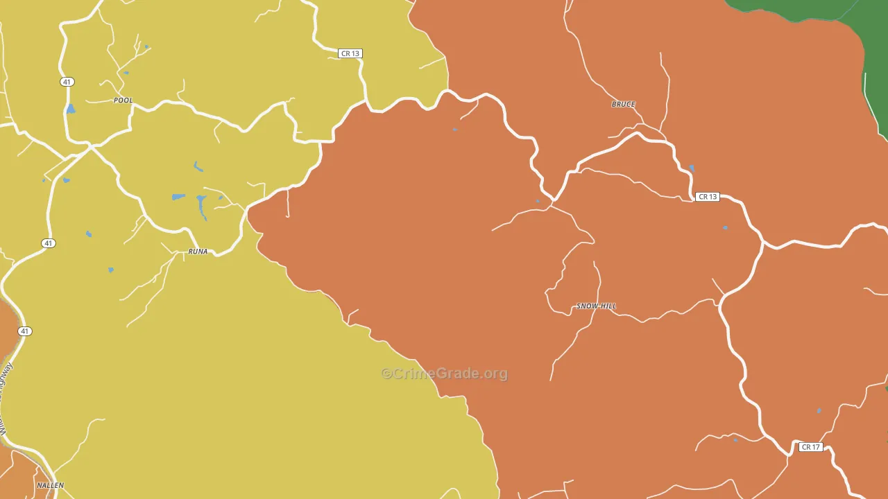 Runa, WV Map of Assault Rates