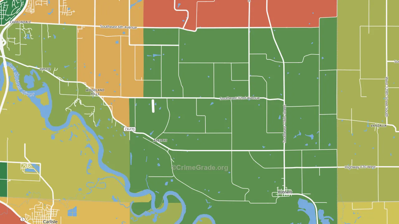 Runnells, IA Map of Assault Rates
