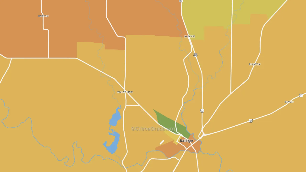 Runnels County, TX Map of Assault Rates