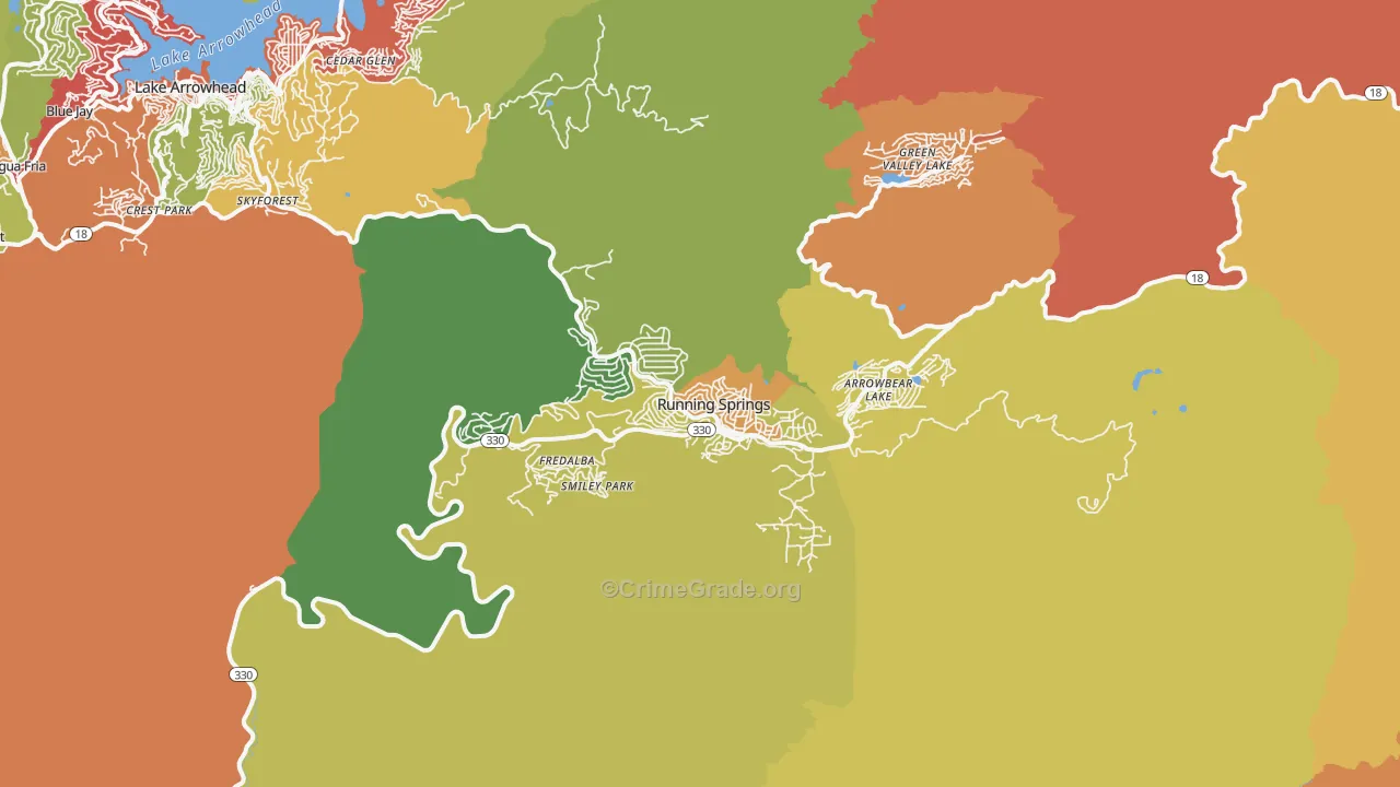 Running Springs, CA Map of Assault Rates