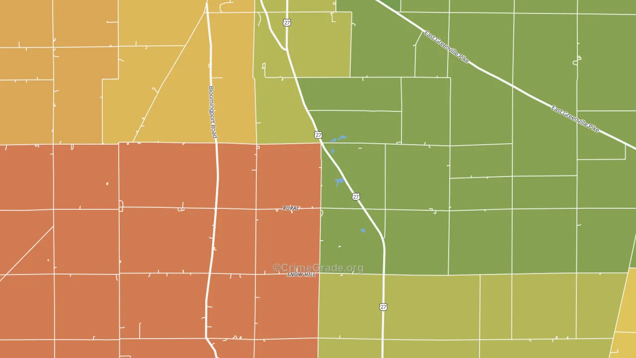 Rural, IN Map of Assault Rates