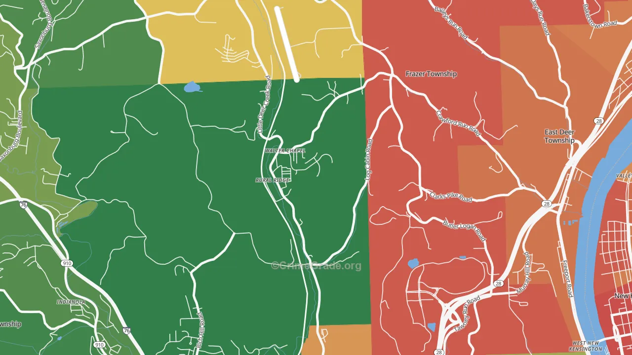 Rural Ridge, PA Map of Assault Rates