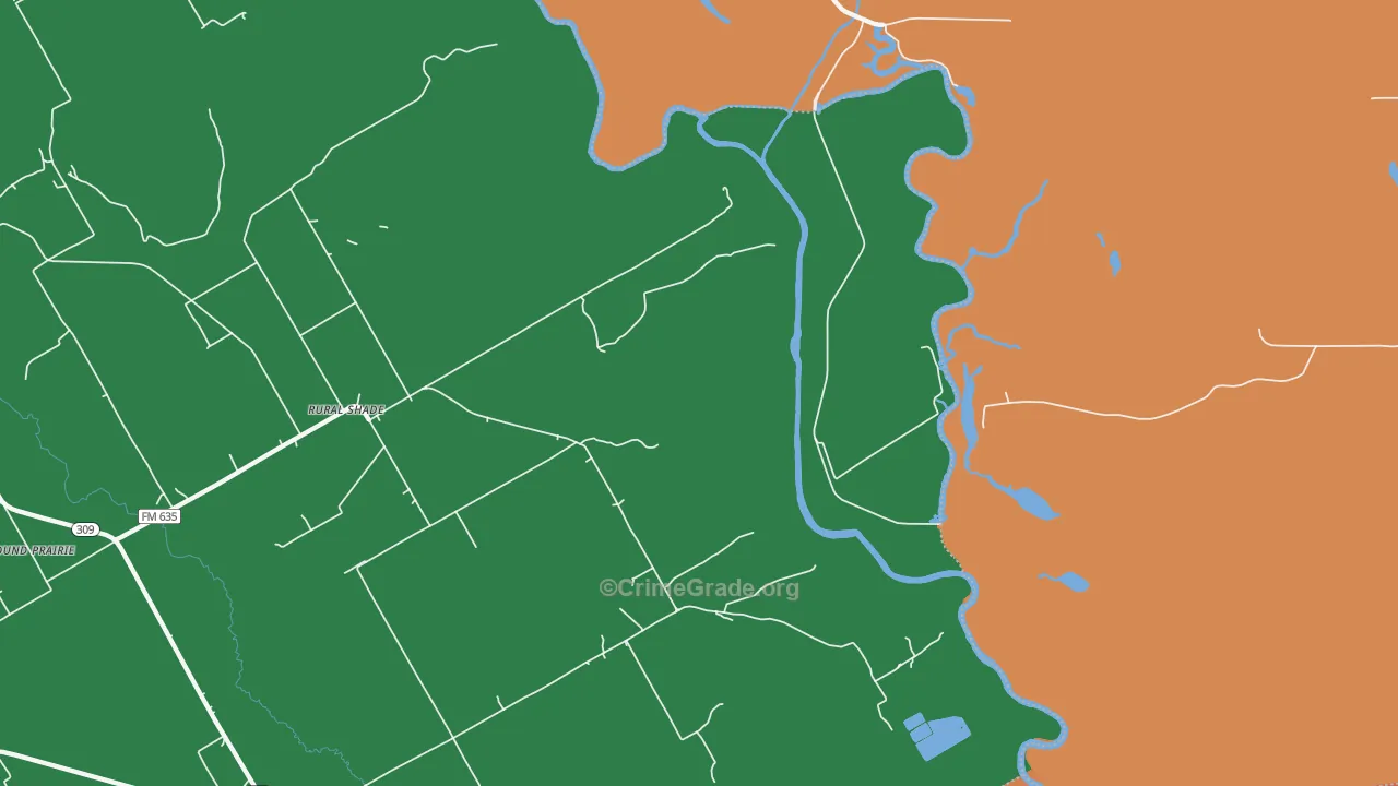 Rural Shade, TX Map of Assault Rates