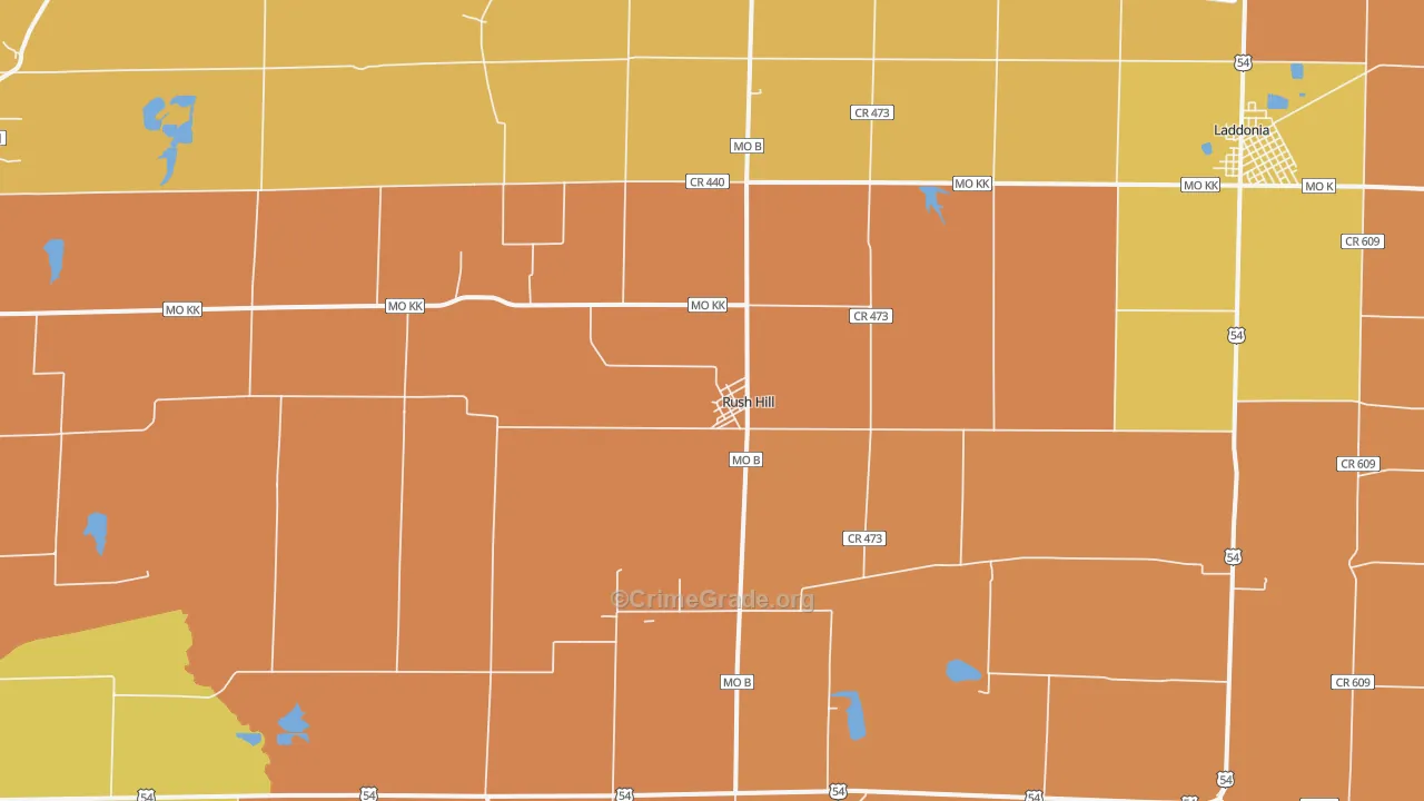 Rush Hill, MO Map of Assault Rates