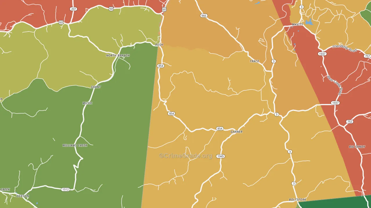 Rush, KY Map of Assault Rates