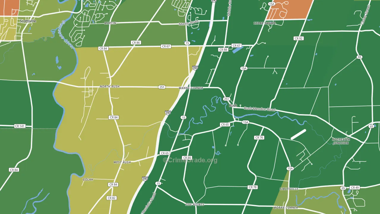 Rush, NY Map of Assault Rates