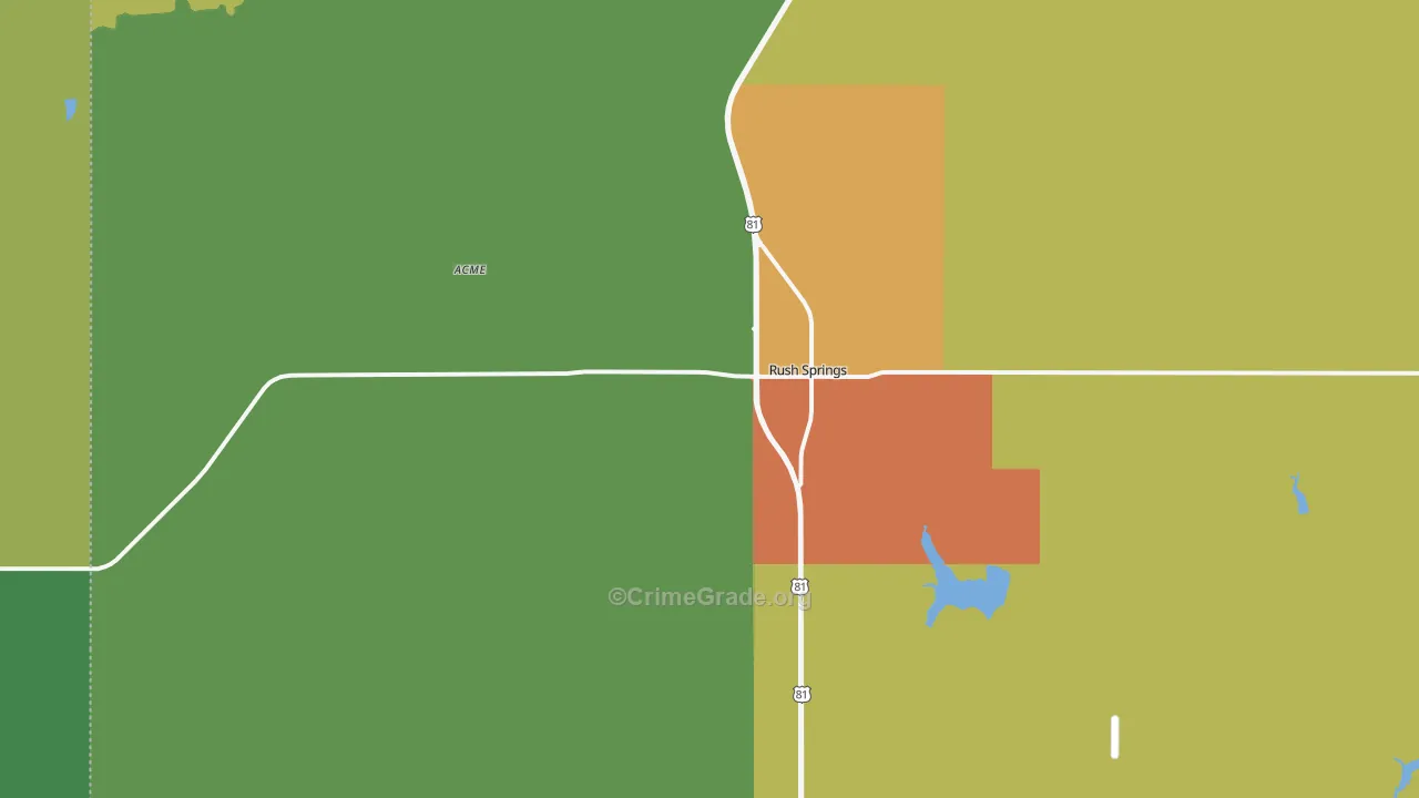 Rush Springs, OK Map of Assault Rates