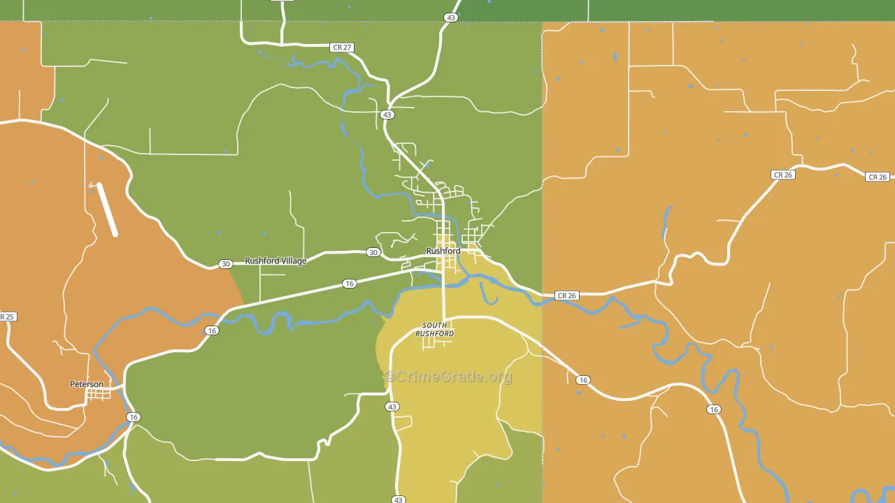 Rushford, MN Map of Assault Rates
