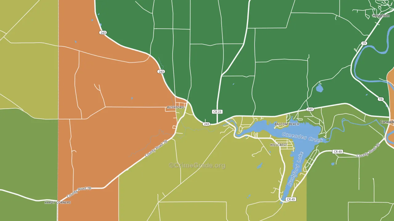 Rushford, NY Map of Assault Rates