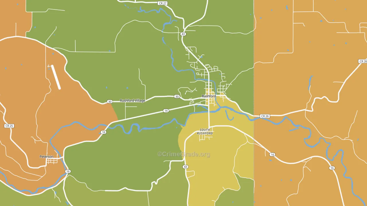 Rushford Village, MN Map of Assault Rates