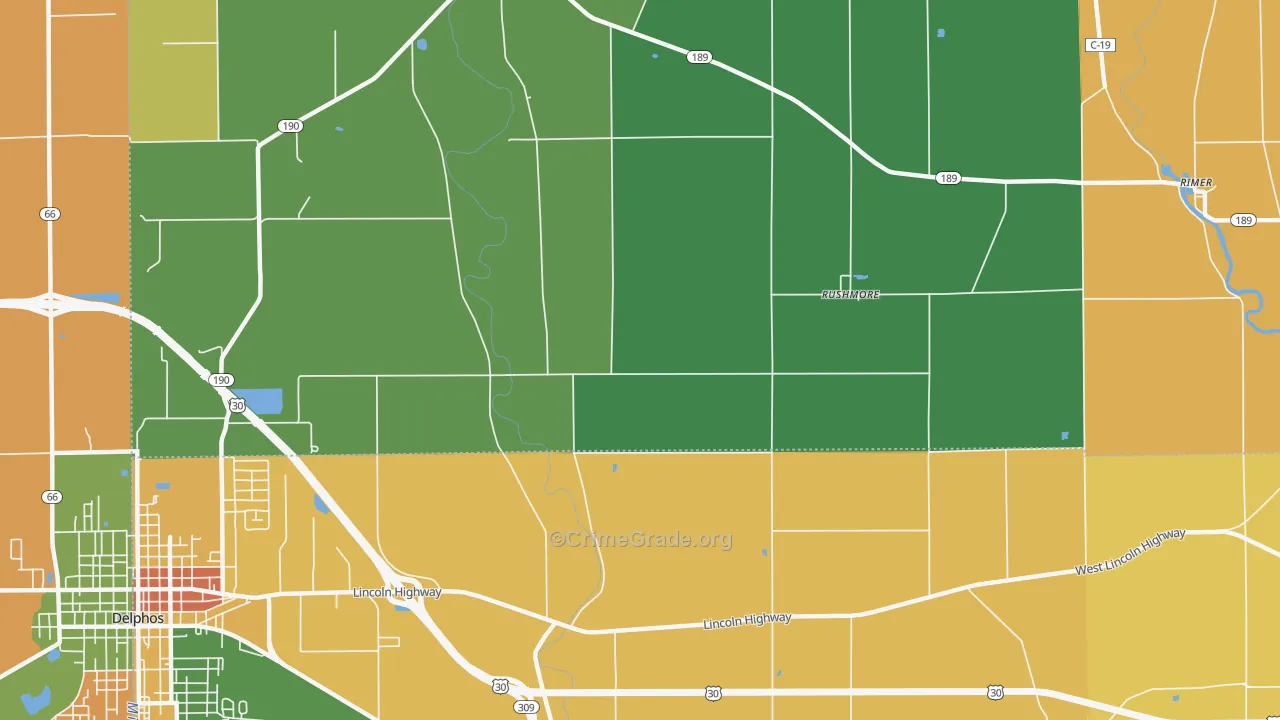 Rushmore, OH Map of Assault Rates