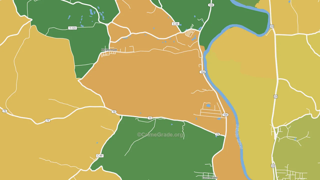 Rushtown, OH Map of Assault Rates