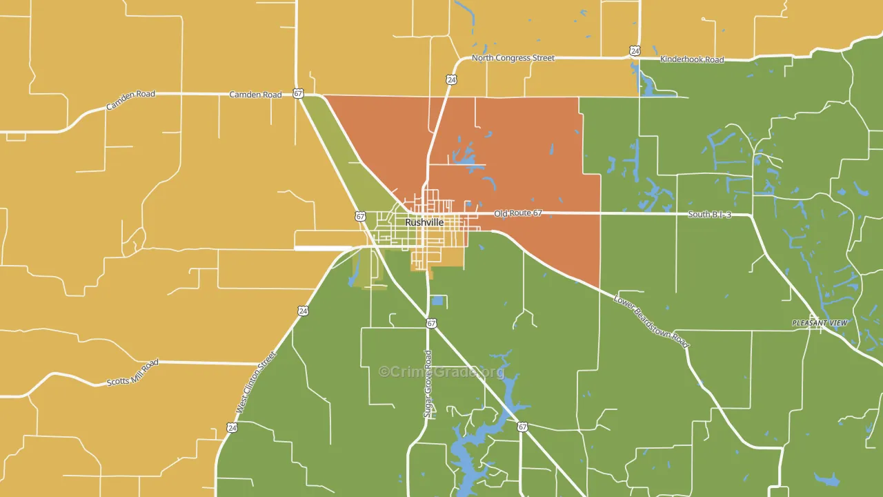 Rushville, IL Map of Assault Rates