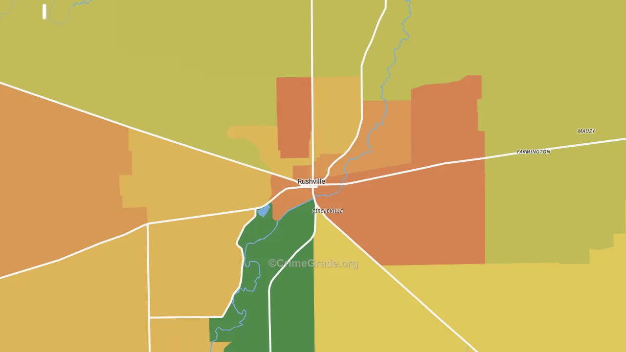 Rushville, IN Map of Assault Rates