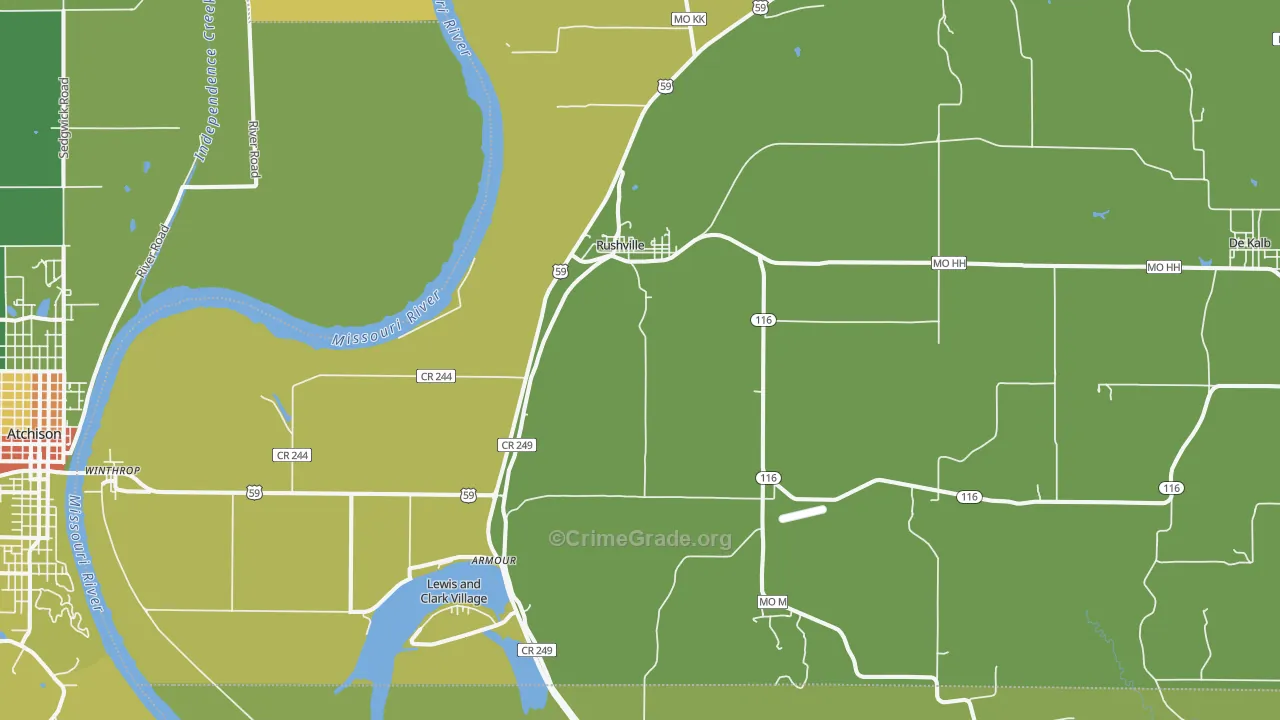 Rushville, MO Map of Assault Rates