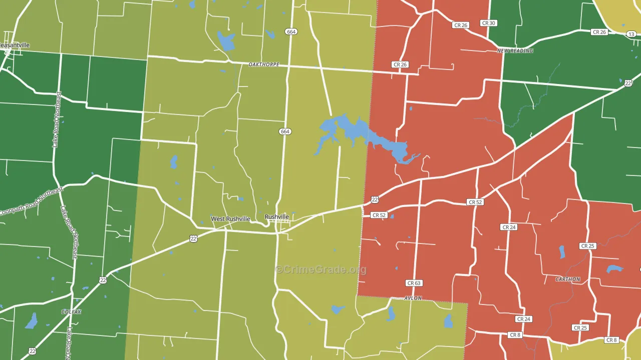 Rushville, OH Map of Assault Rates