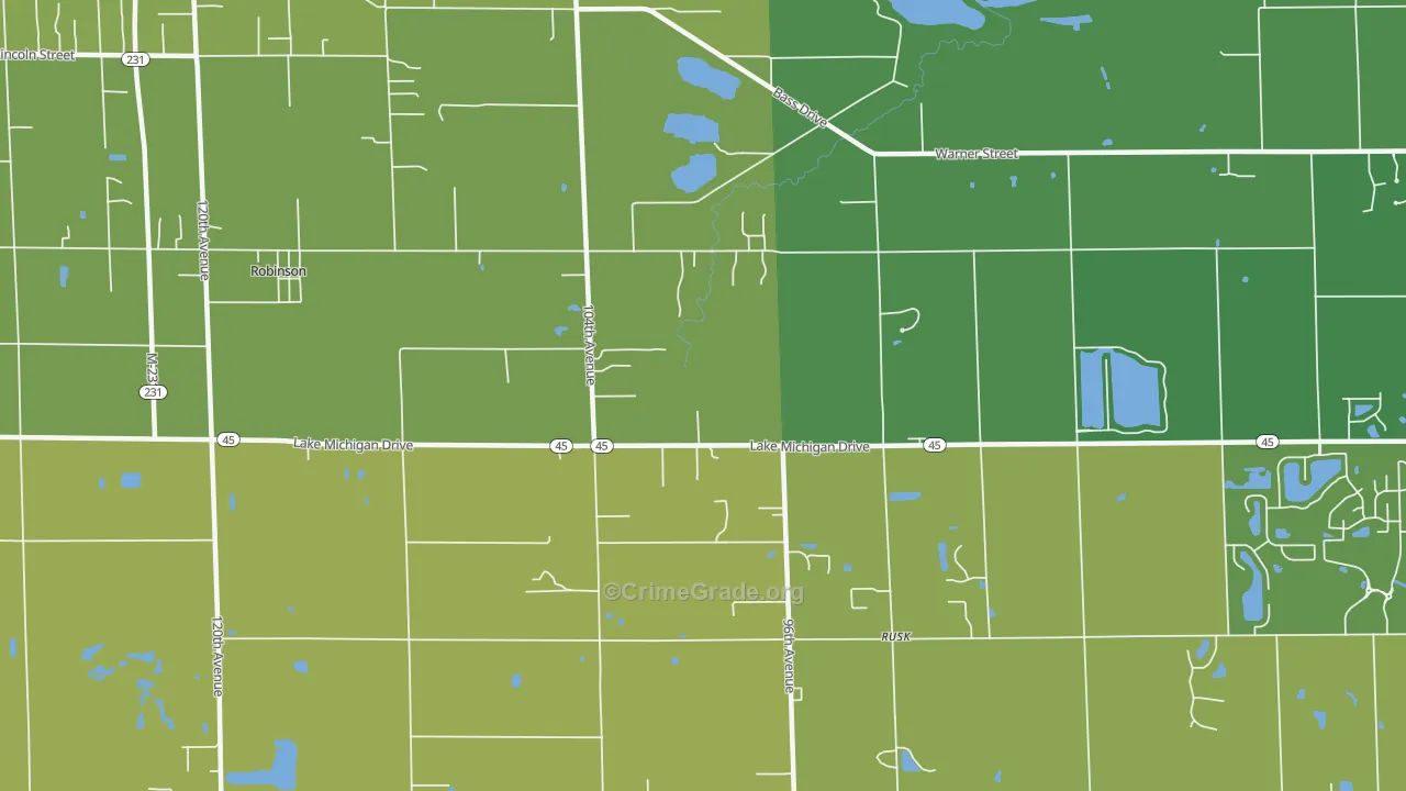 Rusk, MI Map of Assault Rates
