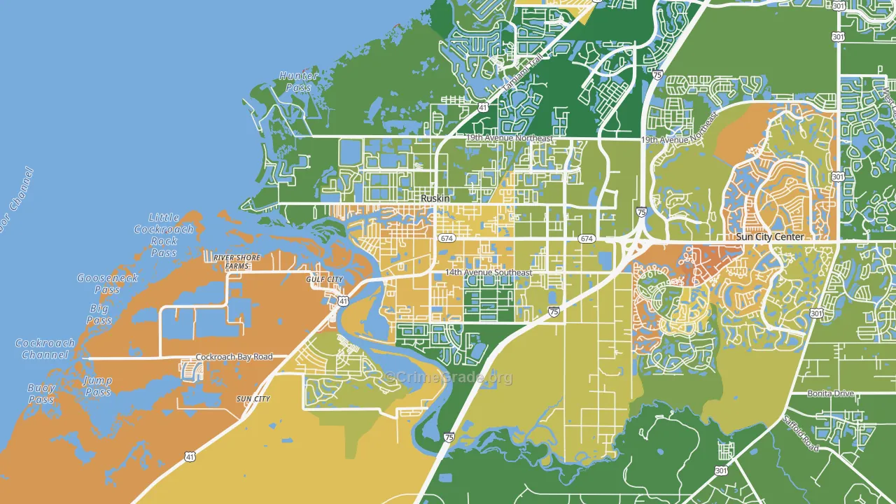 Ruskin, FL Map of Assault Rates