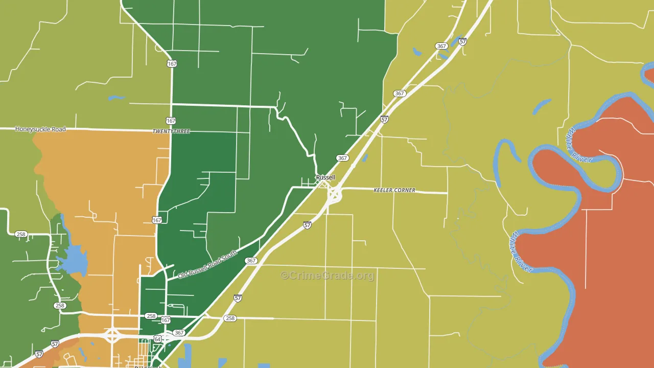 Russell, AR Map of Assault Rates