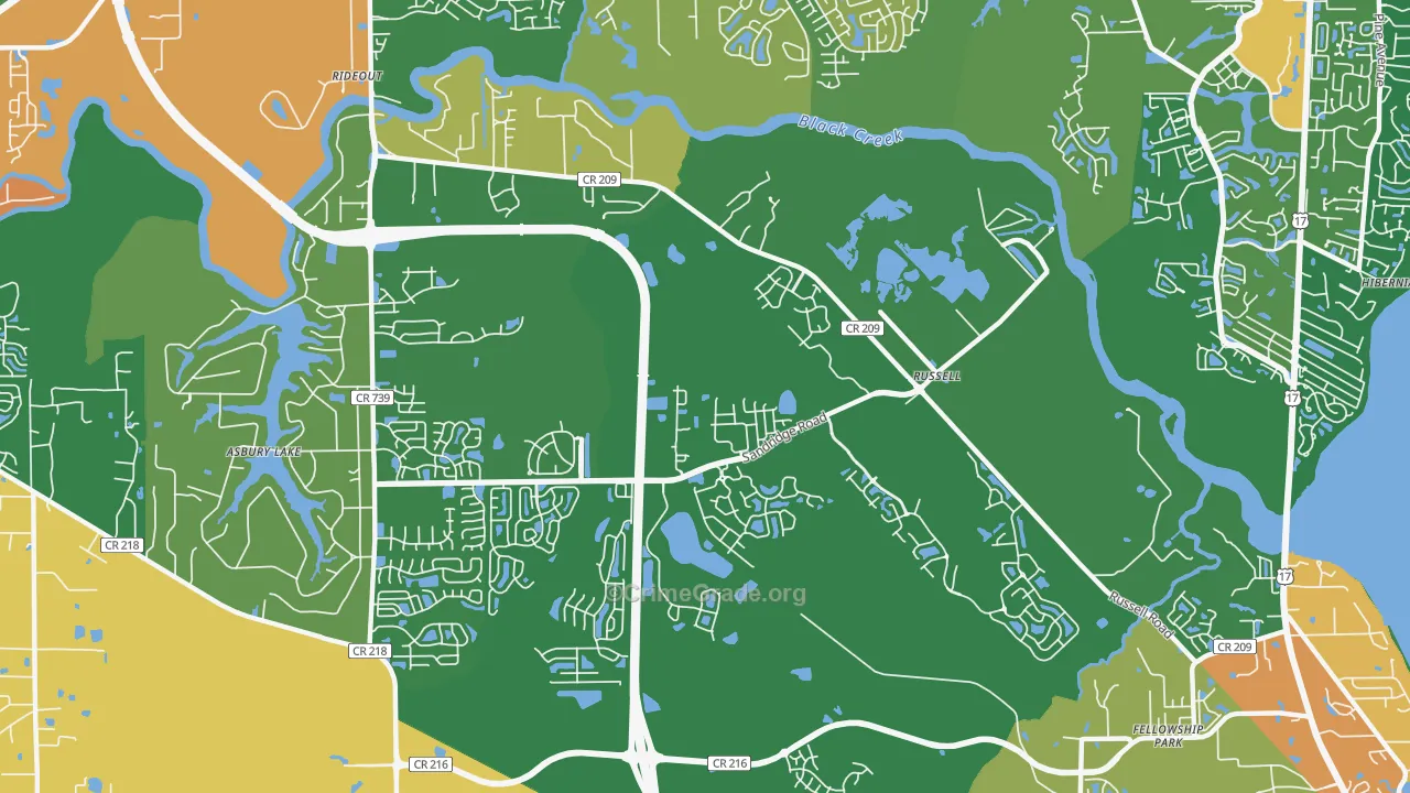 Russell, FL Map of Assault Rates