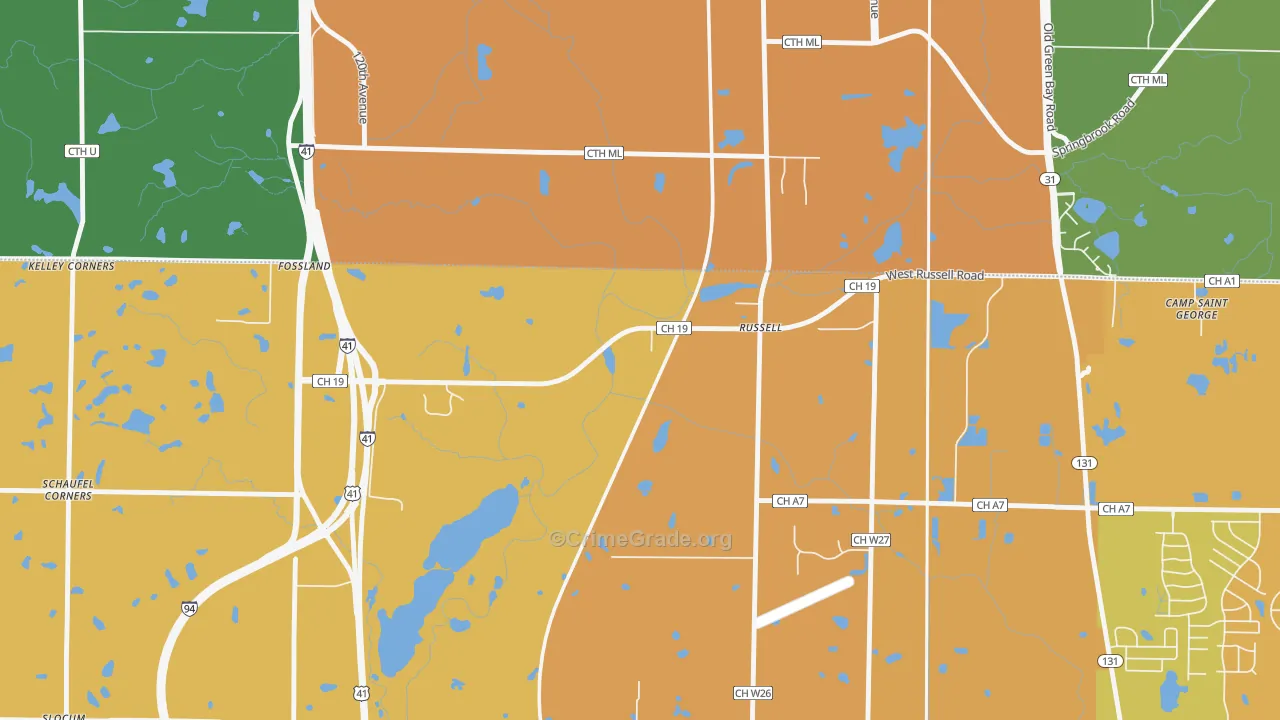 Russell, IL Map of Assault Rates