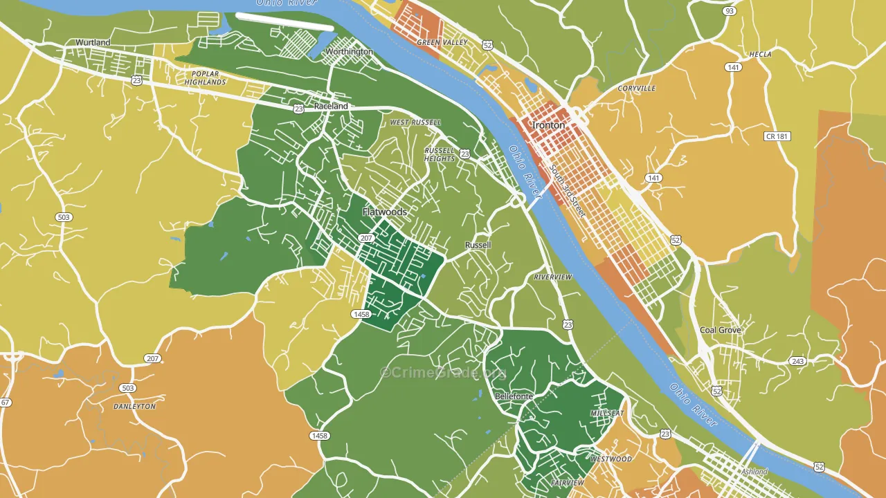Russell, KY Map of Assault Rates