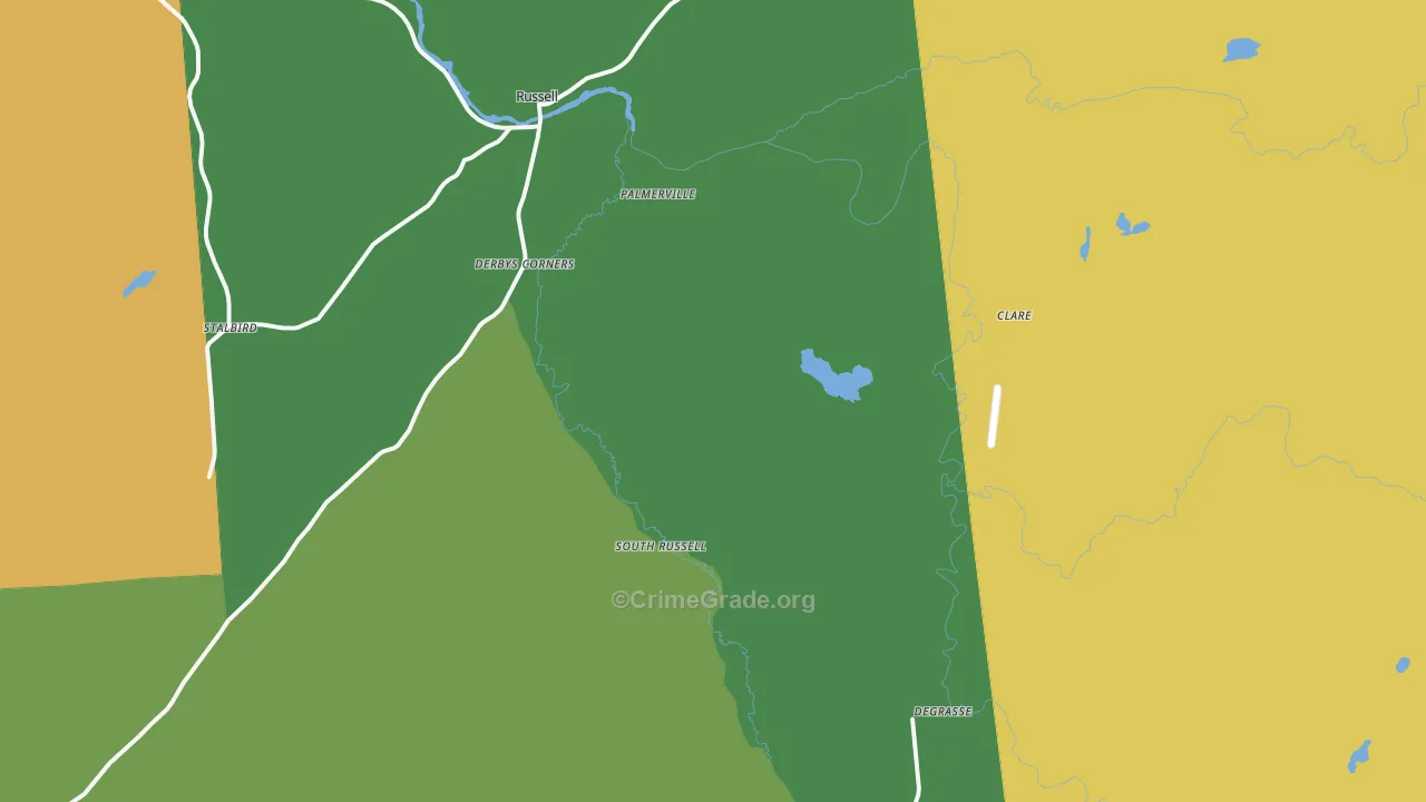 Russell, NY Map of Assault Rates