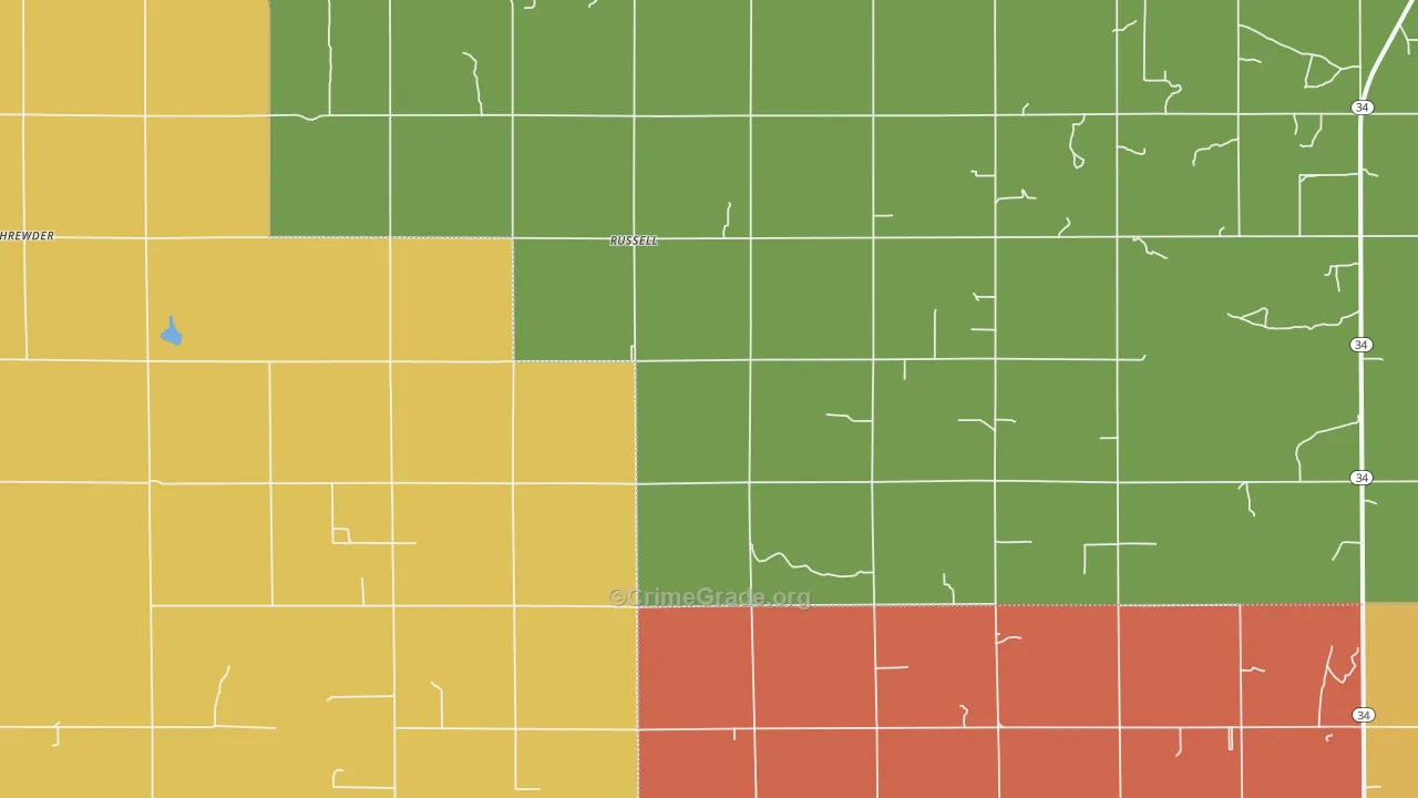 Russell, OK Map of Assault Rates