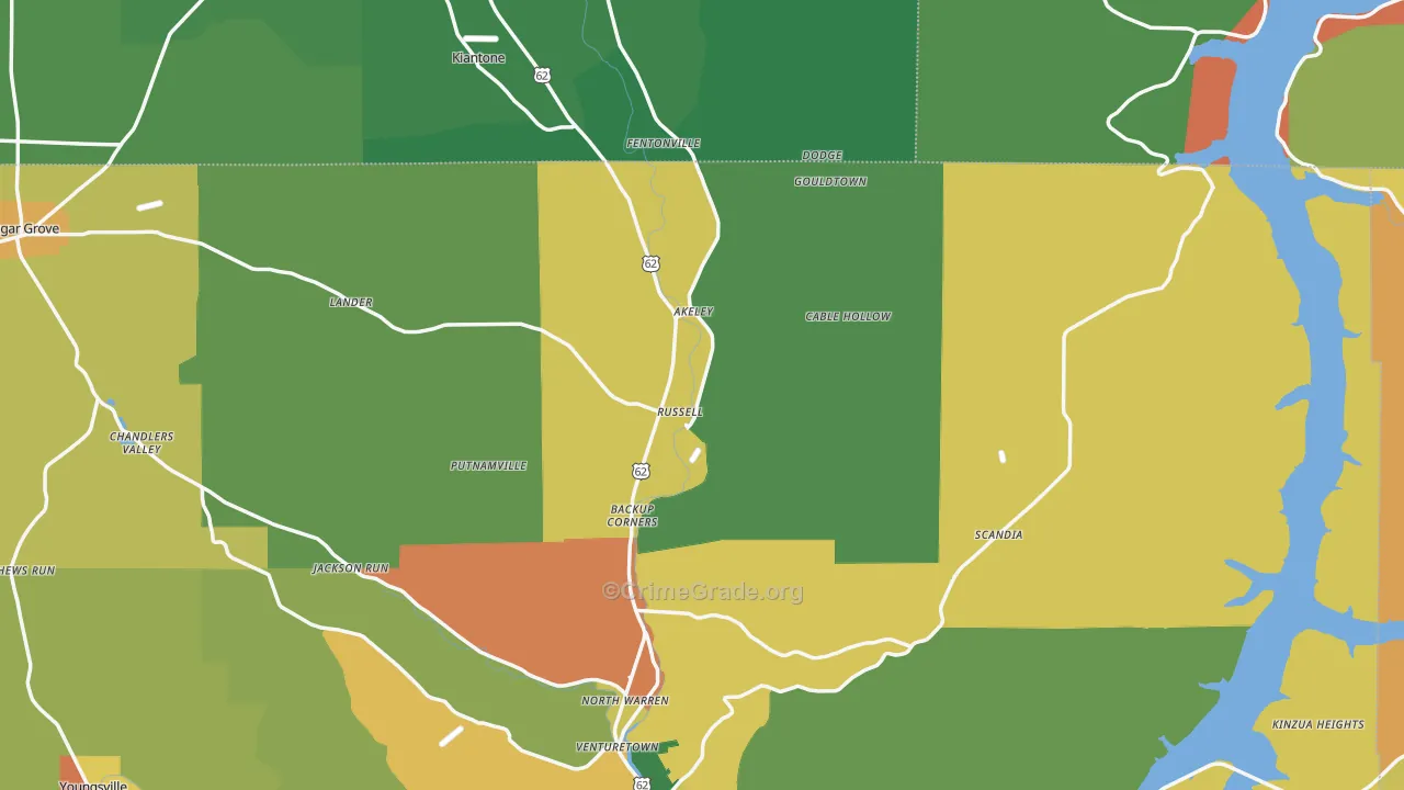 Russell, PA Map of Assault Rates