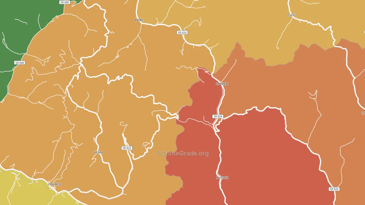 Russell, VA Map of Assault Rates