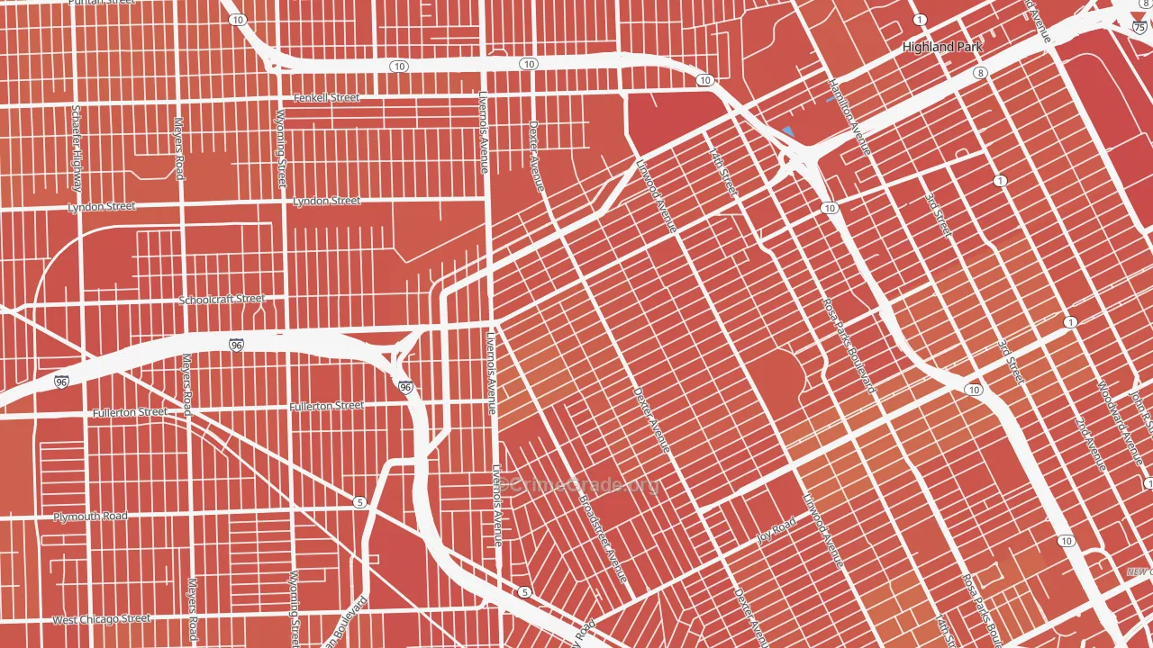 Russell Woods, Detroit, MI Map of Assault Rates