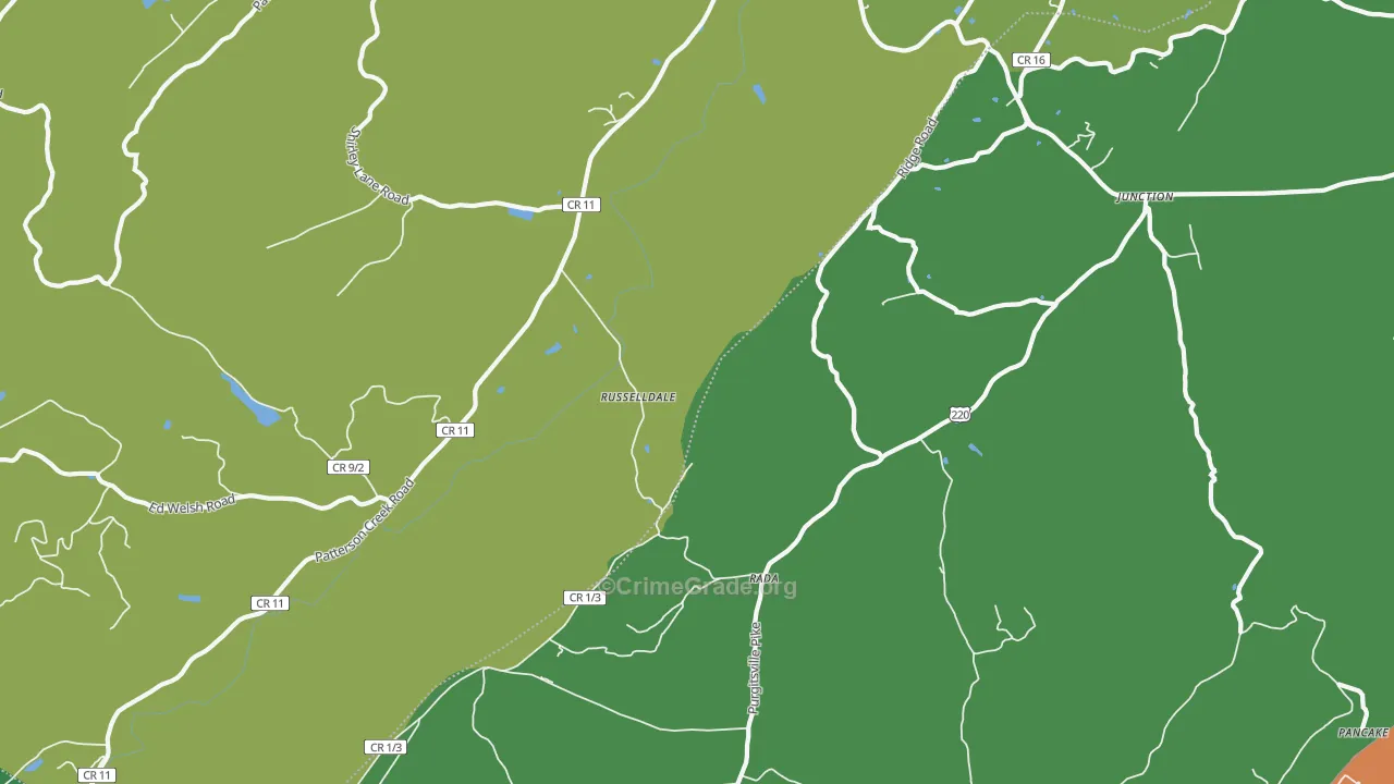Russelldale, WV Map of Assault Rates