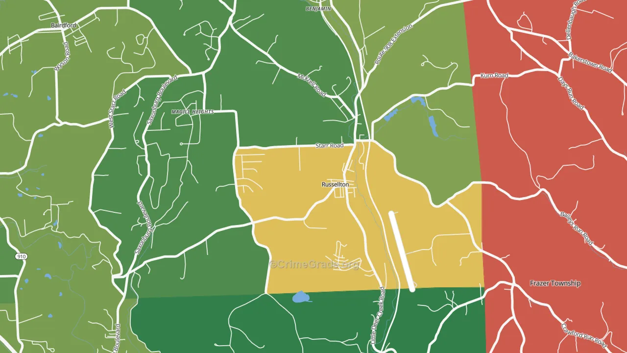 Russellton, PA Map of Assault Rates