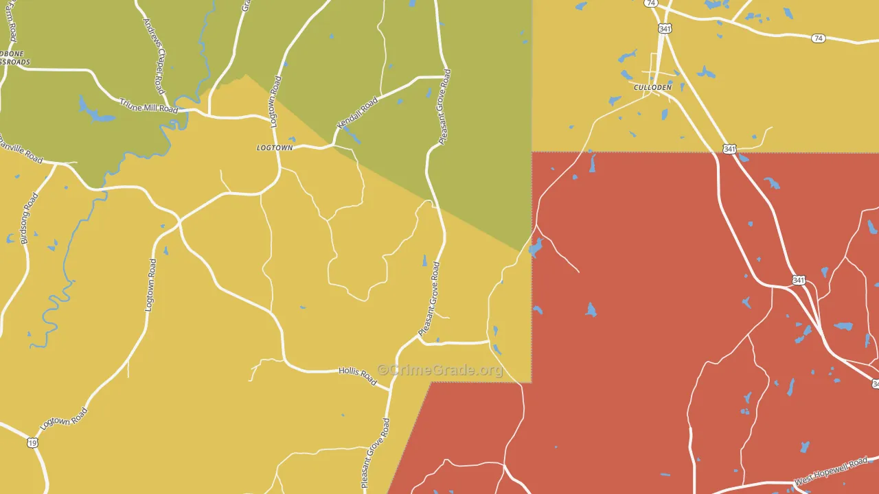 Russellville, GA Map of Assault Rates