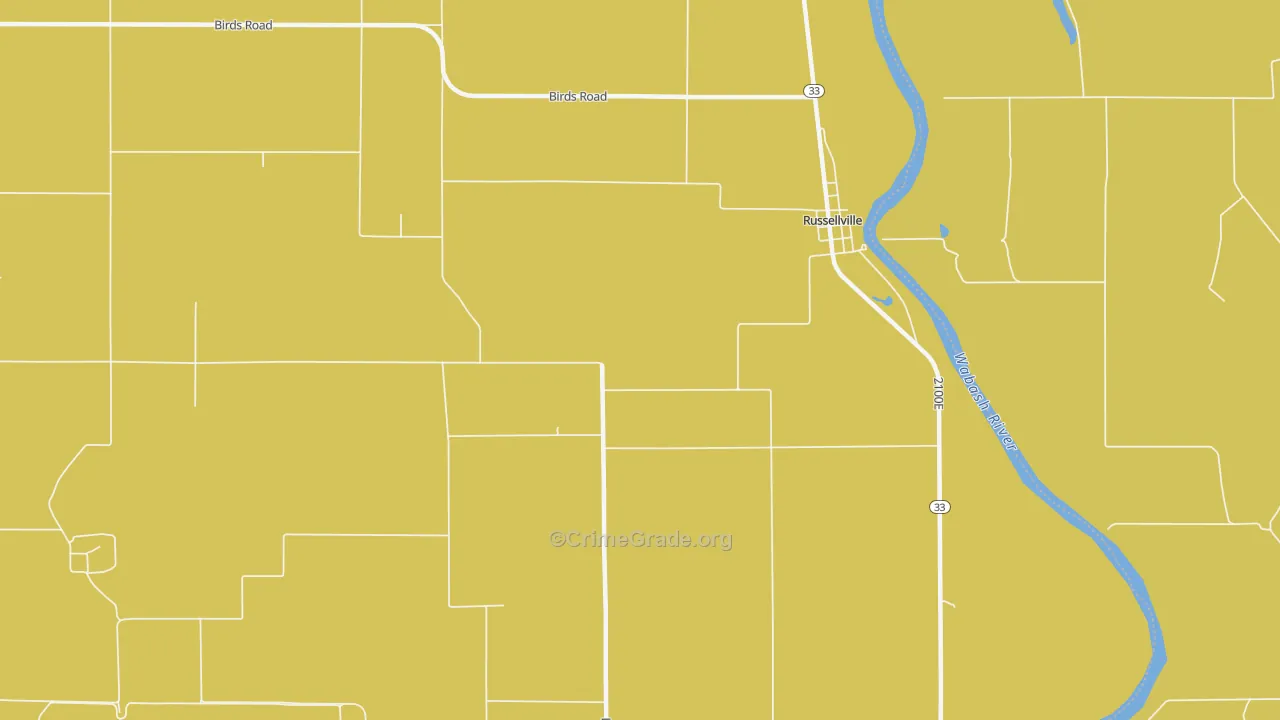 Russellville, IL Map of Assault Rates