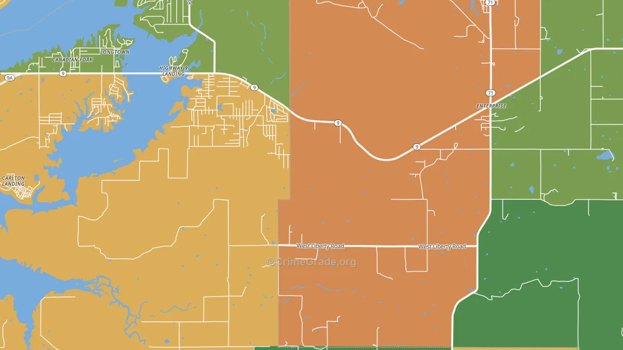 Russellville, OK Map of Assault Rates