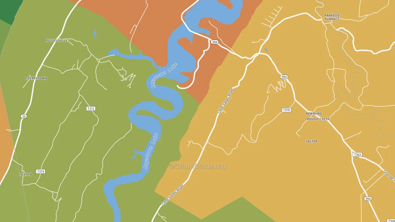 Russellville, PA Map of Assault Rates