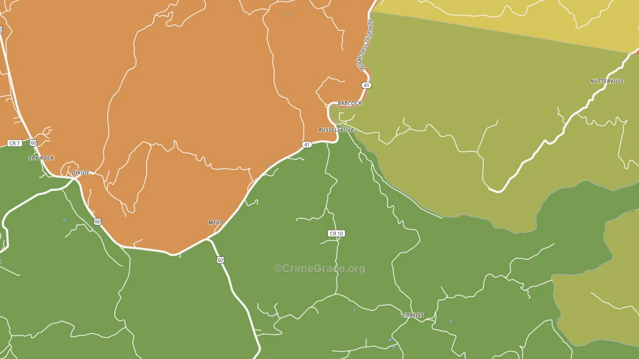 Russellville, WV Map of Assault Rates