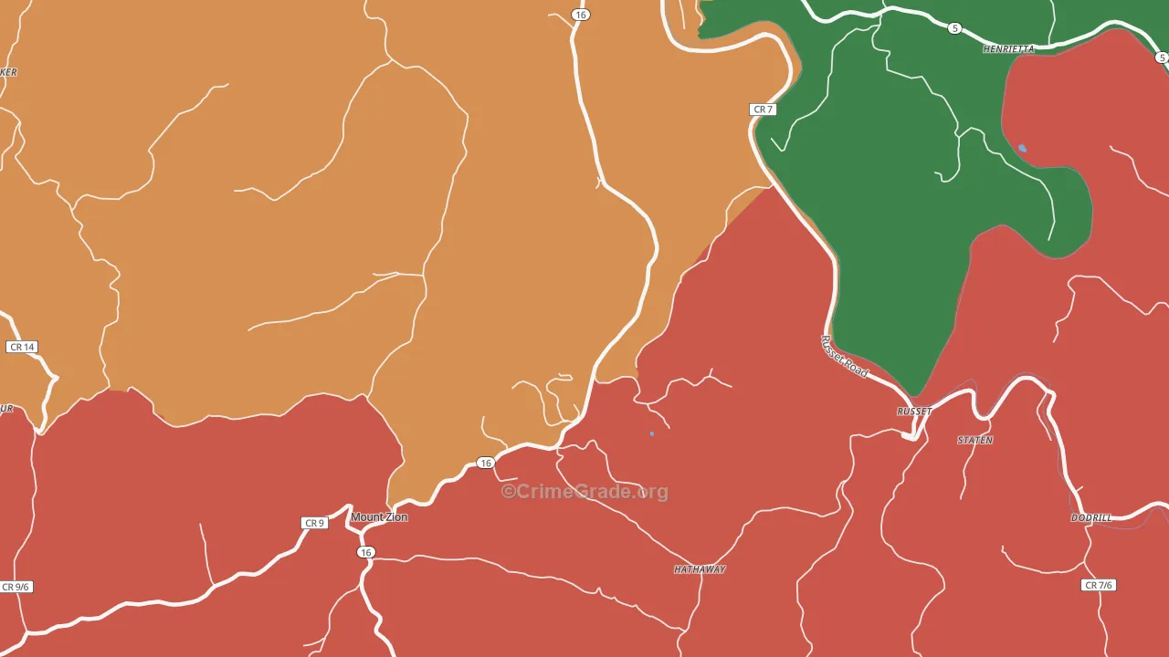 Russet, WV Map of Assault Rates