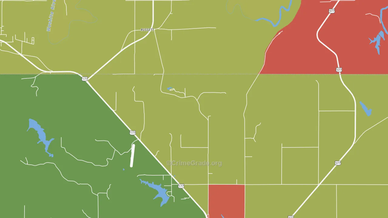 Russett, OK Map of Assault Rates