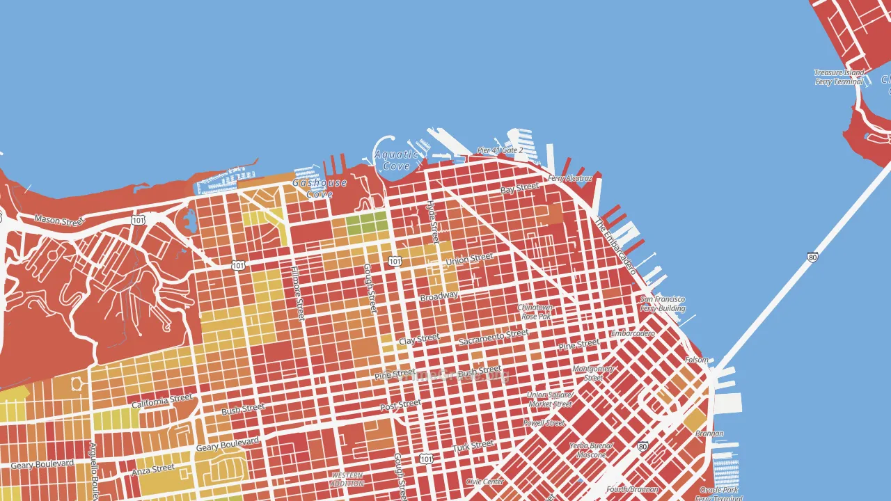Russian Hill, San Francisco, CA Map of Assault Rates