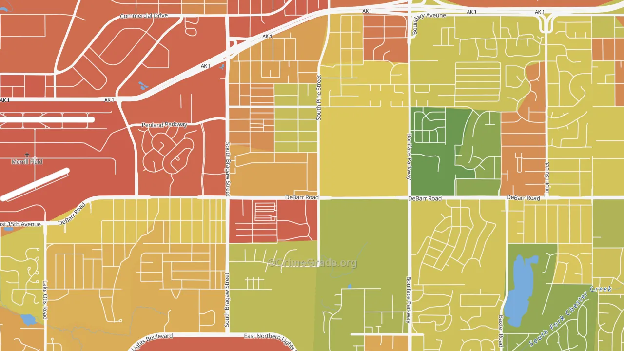 Russian Jack Park, Anchorage, AK Map of Assault Rates