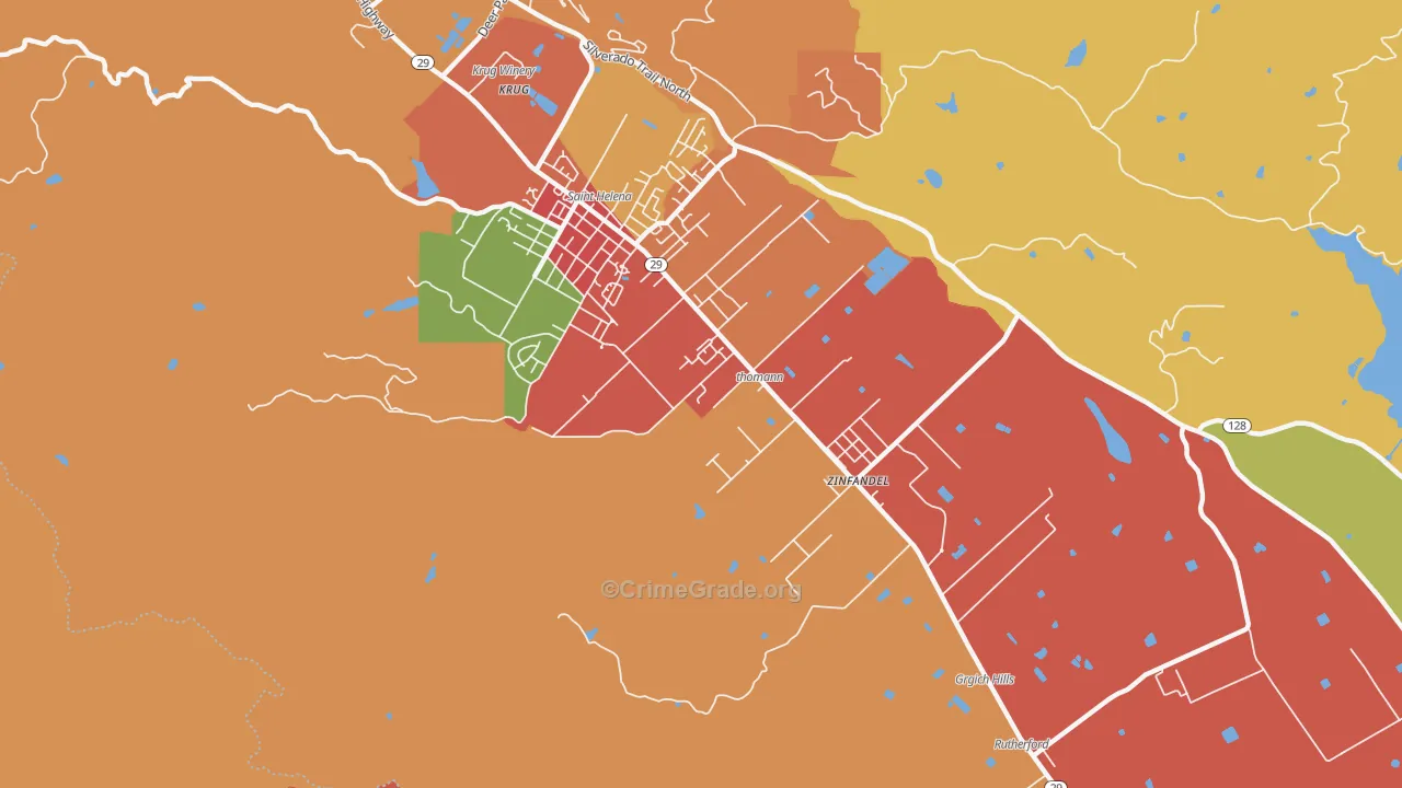 Rutherford, CA Map of Assault Rates