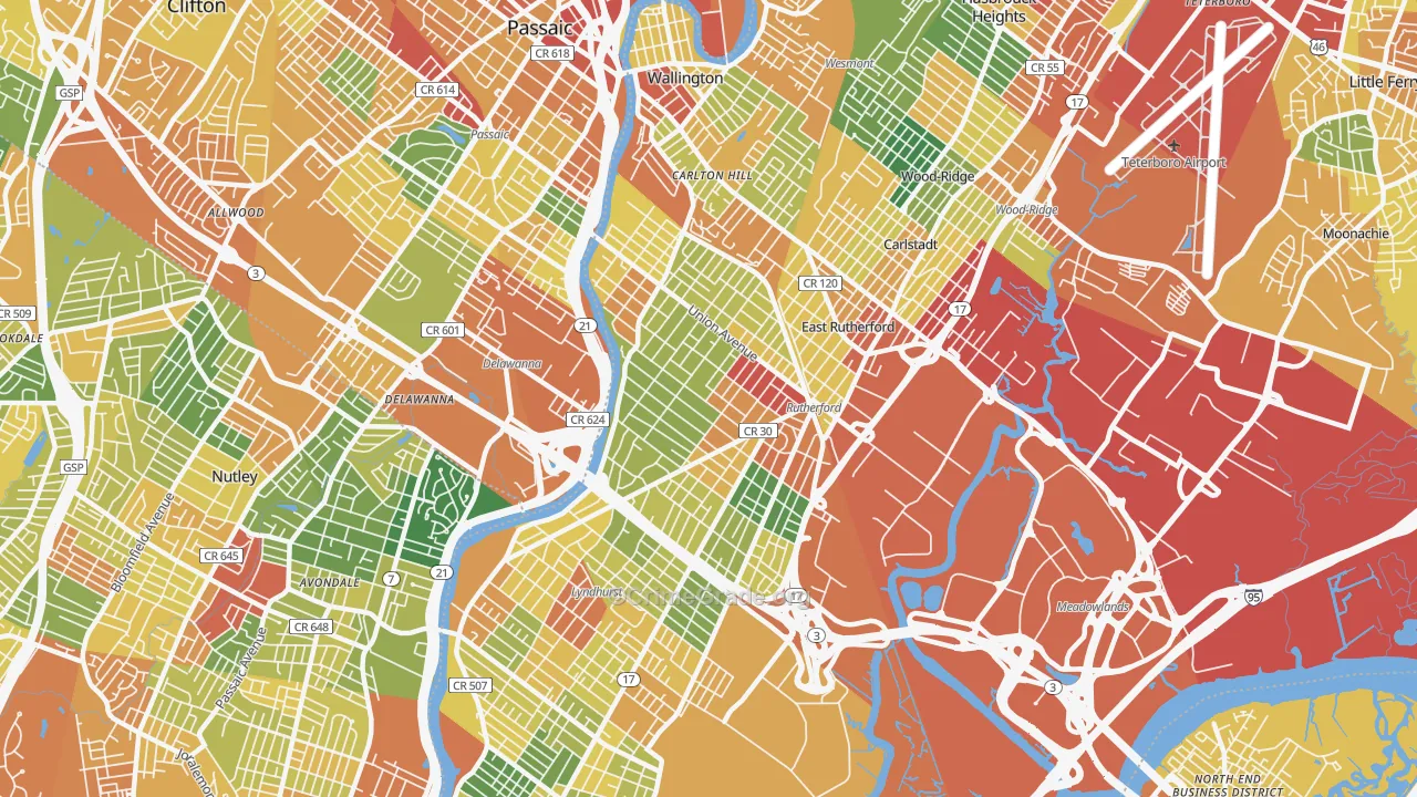 Rutherford, NJ Map of Assault Rates