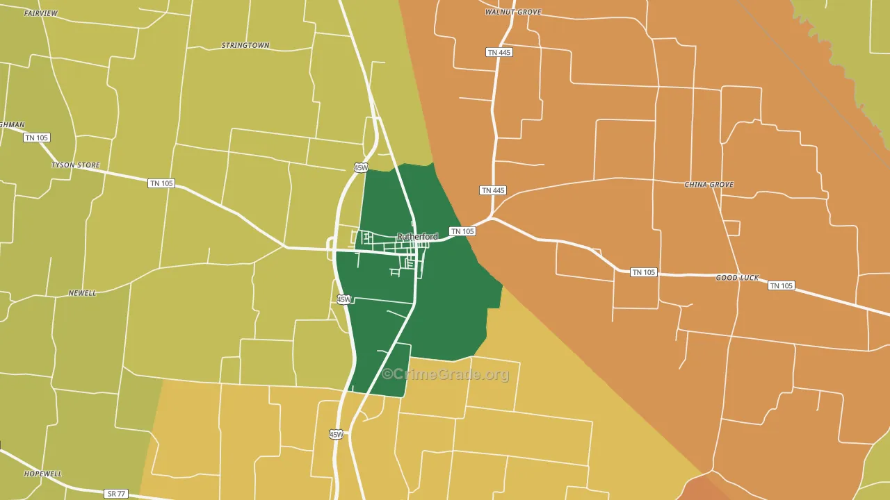 Rutherford, TN Map of Assault Rates